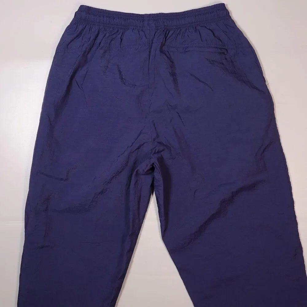 VTG Nike Nylon Track Pants Blue Windbreaker Zip Ankle Unlined Mens Medium x 32